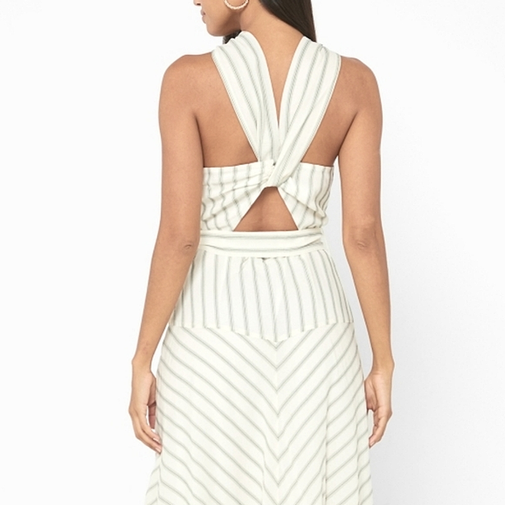 NWT REISS | Bea Striped Midi Dress (no belt) - Picture 8 of 10